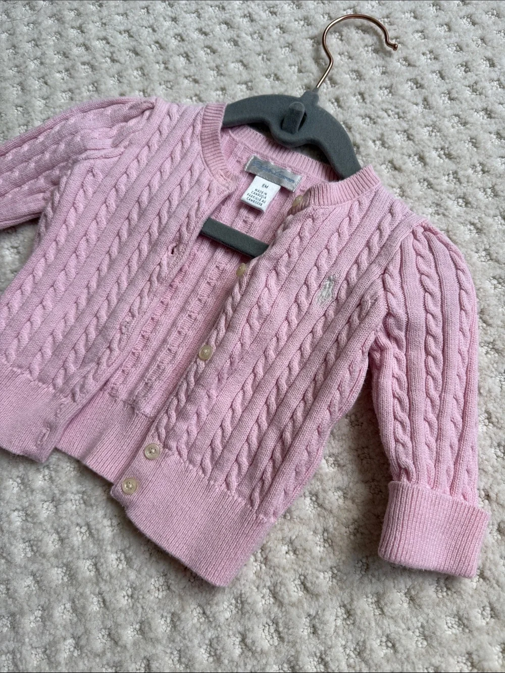 Ralph Lauren Baby Pink Cable Knit Cardigan - Baby